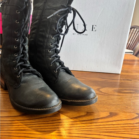 Luxe by JustFab Conley Black Lace-Up Boots - Picture 3 of 5